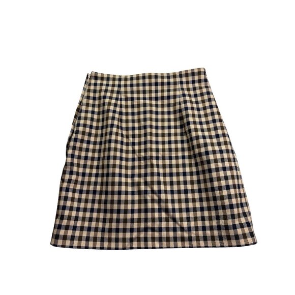 H&M Plaid Brown Black Straight Mini Skirt Size 0 Academia New - Picture 2 of 4